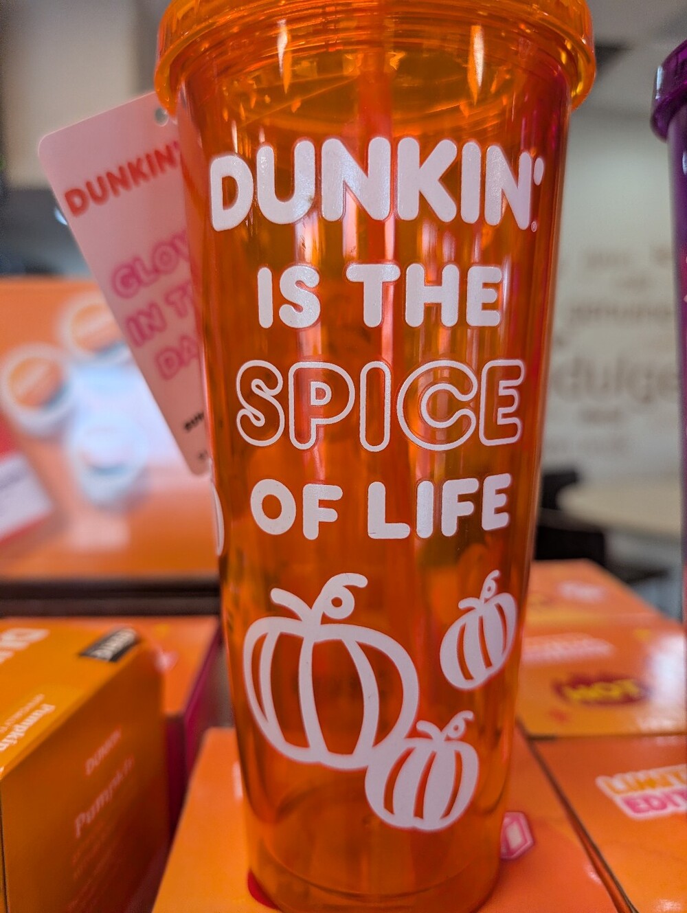 Dunkin Collectable Glow In The Dark Orange 'Spice of Life' 16 Oz Fall  Tumbler
